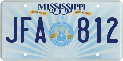 MS license plate JFA812