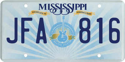 MS license plate JFA816