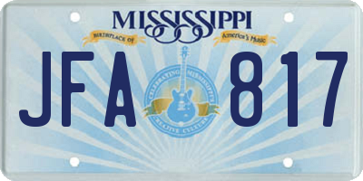 MS license plate JFA817