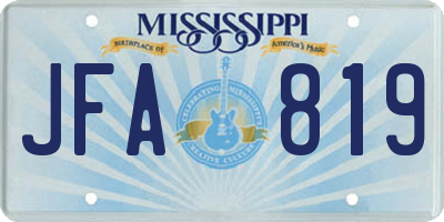 MS license plate JFA819