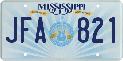 MS license plate JFA821