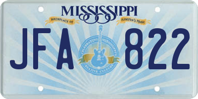 MS license plate JFA822