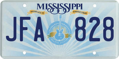 MS license plate JFA828