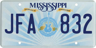 MS license plate JFA832