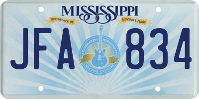 MS license plate JFA834
