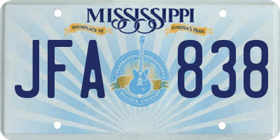 MS license plate JFA838