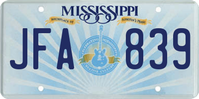 MS license plate JFA839