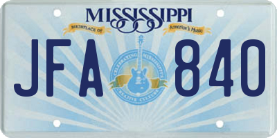 MS license plate JFA840
