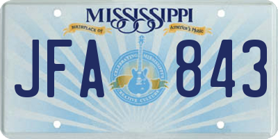 MS license plate JFA843