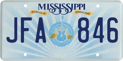 MS license plate JFA846