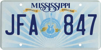 MS license plate JFA847