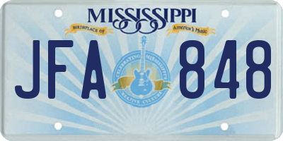 MS license plate JFA848