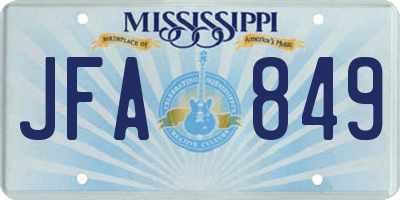 MS license plate JFA849