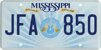 MS license plate JFA850
