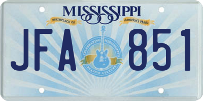 MS license plate JFA851