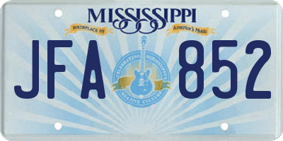 MS license plate JFA852