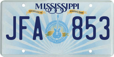 MS license plate JFA853