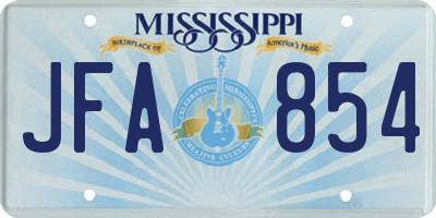 MS license plate JFA854
