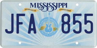 MS license plate JFA855