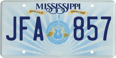 MS license plate JFA857