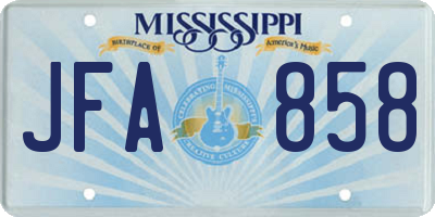 MS license plate JFA858