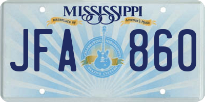 MS license plate JFA860