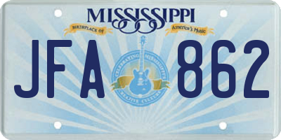 MS license plate JFA862