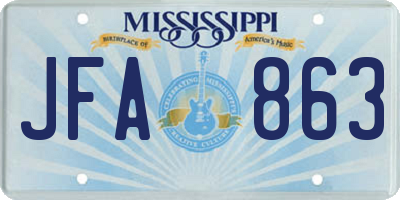 MS license plate JFA863