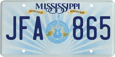 MS license plate JFA865