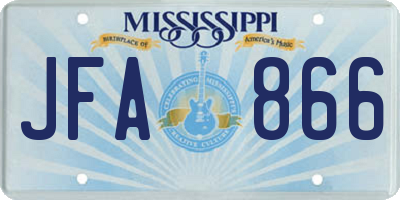 MS license plate JFA866