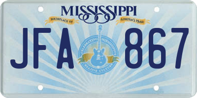 MS license plate JFA867