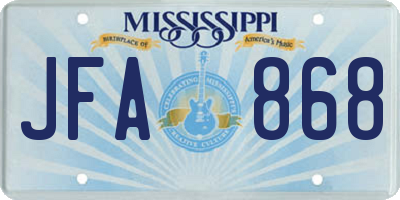 MS license plate JFA868