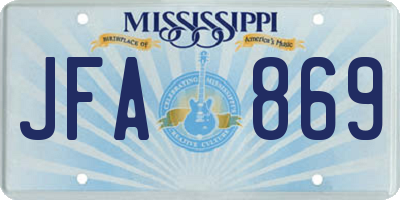 MS license plate JFA869
