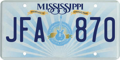 MS license plate JFA870