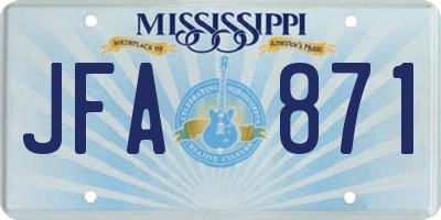 MS license plate JFA871