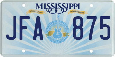 MS license plate JFA875
