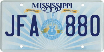 MS license plate JFA880