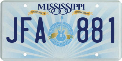MS license plate JFA881