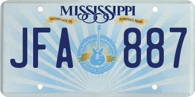MS license plate JFA887