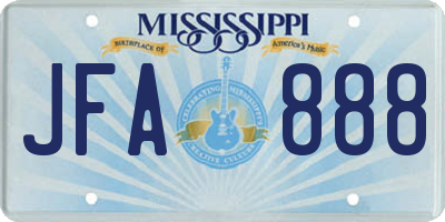 MS license plate JFA888