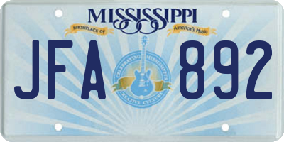 MS license plate JFA892