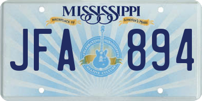 MS license plate JFA894