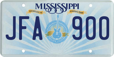 MS license plate JFA900