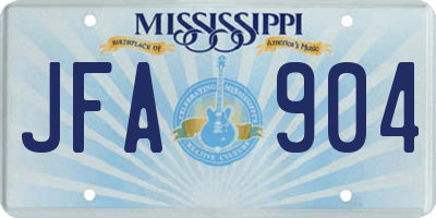 MS license plate JFA904