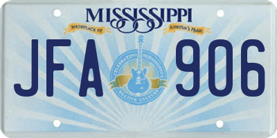MS license plate JFA906