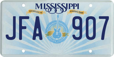 MS license plate JFA907