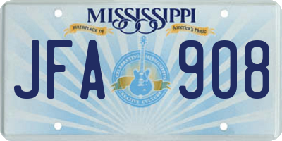 MS license plate JFA908