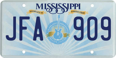MS license plate JFA909