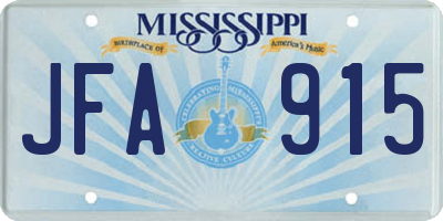 MS license plate JFA915