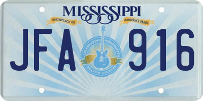 MS license plate JFA916